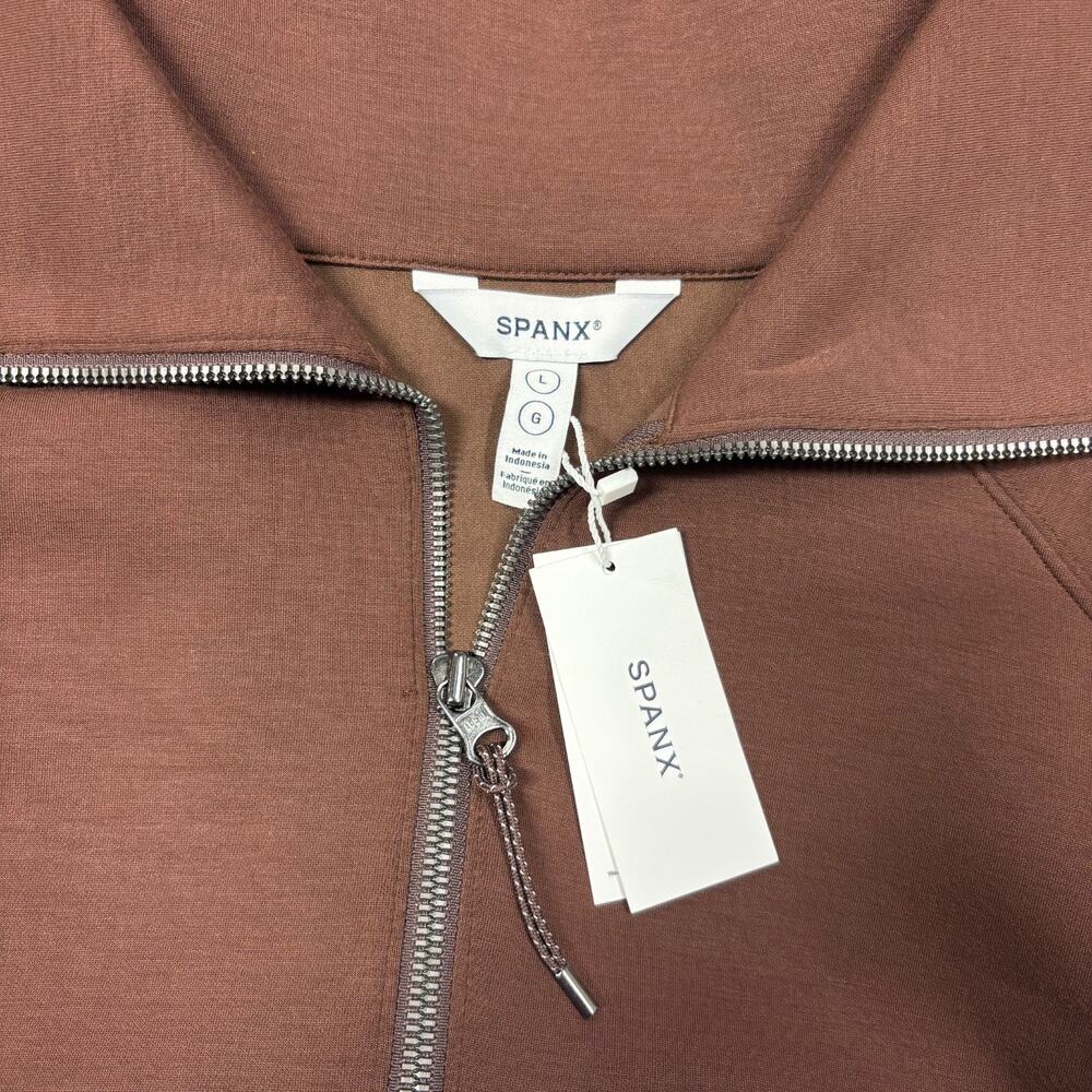 SPANX AirEssentials Half Zip Pullover Espresso Brown Soft Stretch Large NWT - Picture 2 of 15